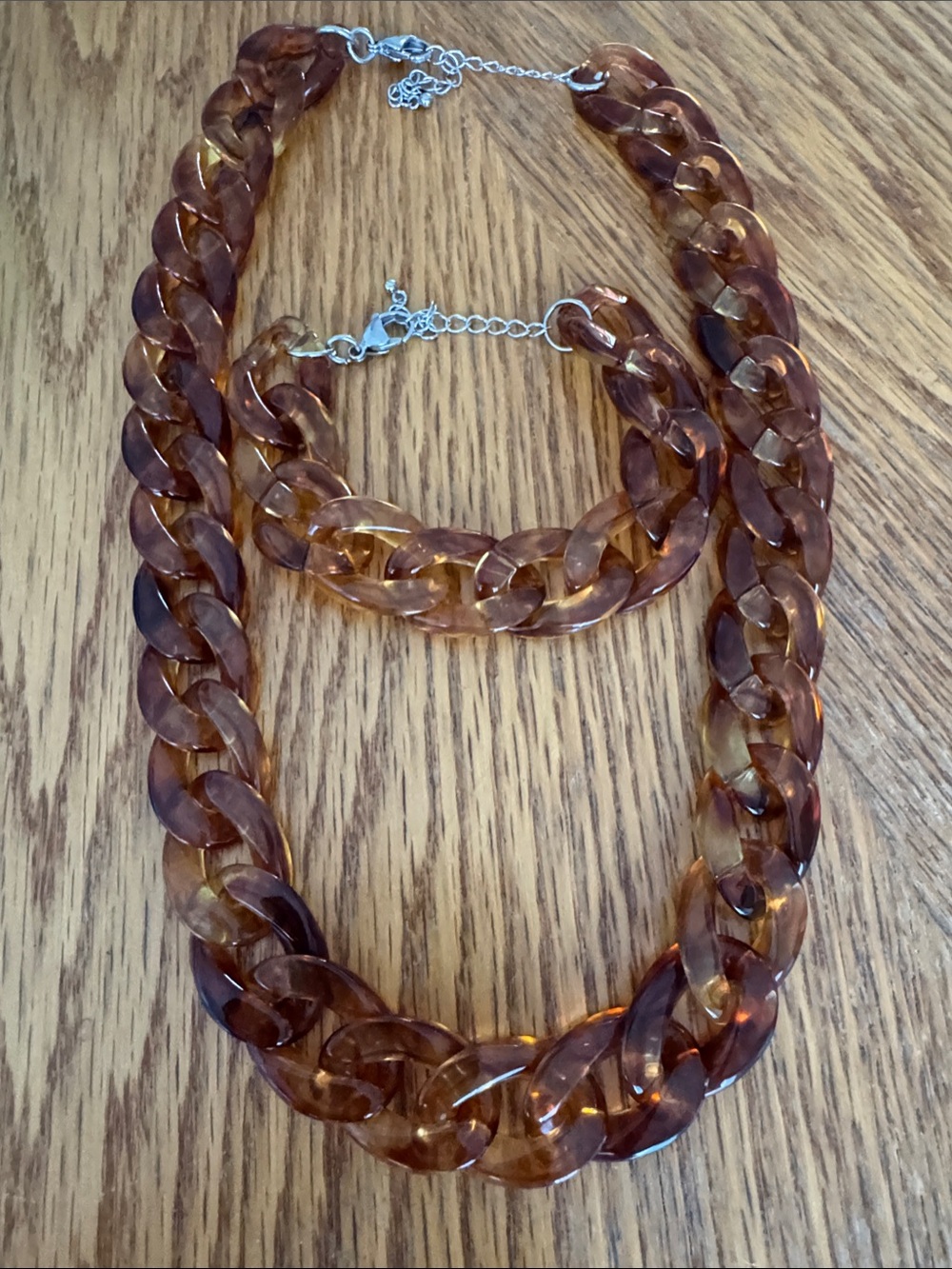 bloom Brown Tortoiseshell Resin Link Necklace and Bracelet Set women’s jewelry